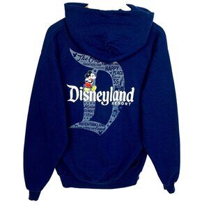 VTG Disneyland Blue Hoodie M Mickey Mouse D Logo Disney Apparel Kangaroo Pocket